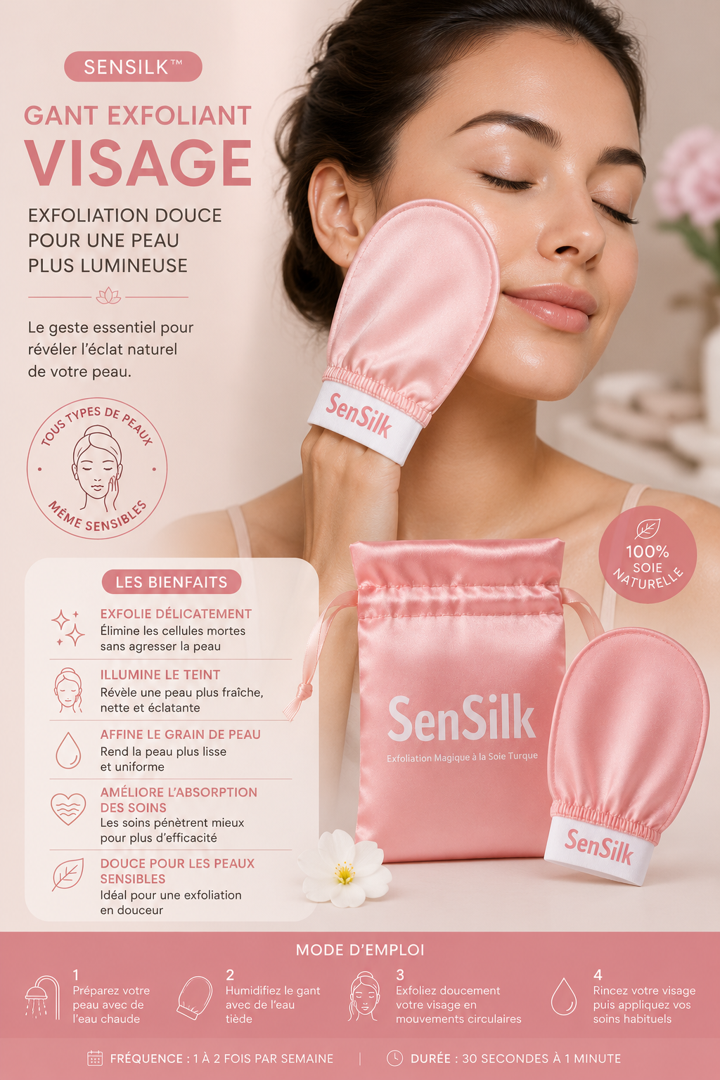 ✨ Gant Exfoliant en Soie VISAGE