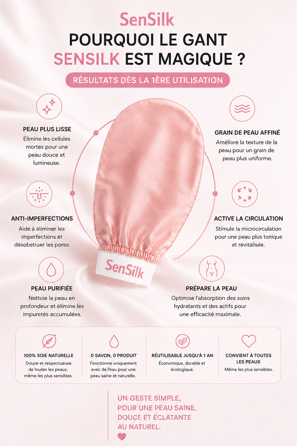 Gant Exfoliant en Soie Turque CORPS  – Peau Douce & Lumineuse